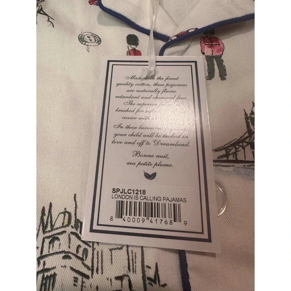 Petite Plume Boys London Is Calling Pajama Set White Blue 12/18M SPJLC1218 NEW